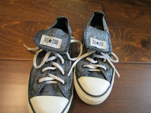 Scarpe Converse All Star Grigio Nero Glimmer Sparkle Bambina Taglia 1