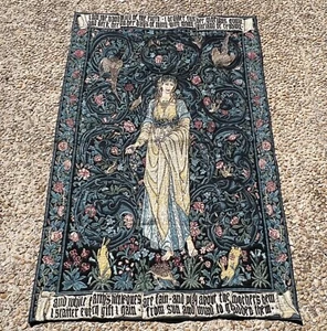 Tapiz vintage con certificado de autenticidad Flora William Morris colgante de pared 54x36 hecho en Bélgica - Imagen 1 de 21