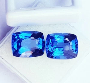 Cushion Cut Natural Blue Sapphire 8 To 10 Ct Certified Pair Loose Gemstone P052 - Picture 1 of 9