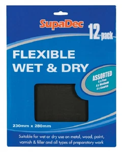 12 x Assorted Flexible Wet & Dry Sandpaper Fine Medium and Coarse - Picture 1 of 1