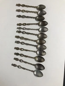 VINTAGE MONTAGNANI STYLE TEASPOONS SIGNED ITALY SET OF 12 - Picture 1 of 6
