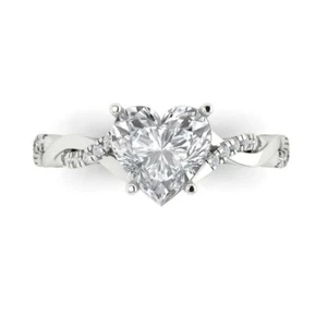 2.09CT Heart Cut Bridal Halo Bridal anniversary Ring band 14k White gold - Picture 1 of 11