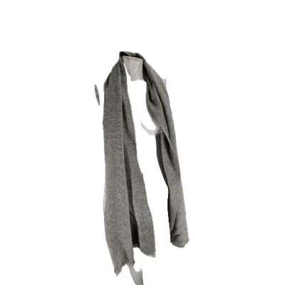 Restoration Hardware Women's Scarf Pure Alpaca Gray Knit Fringe - Image 1 of 4
