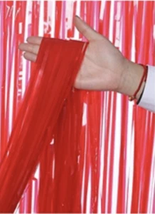 2 Red Pastel Curtain Tinsel Backdrop Foil Wedding Birthday Decor - Picture 1 of 1
