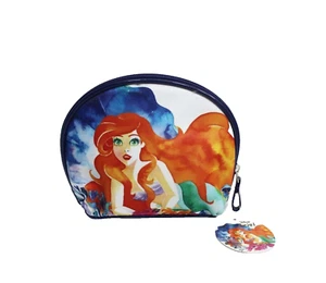 Disney Arielle kleine Meerjungfrau Aquarell klein Reißverschluss rund Top Make-up Kosmetiktasche - Bild 1 von 5