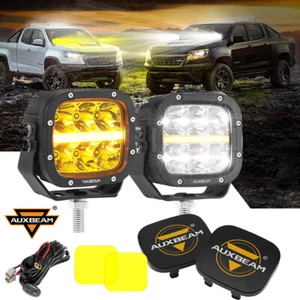 Par de luces de trabajo LED ámbar blanco de 5 pulgadas AUXBEAM DRL + cubierta para Toyota Tundra - Imagen 1 de 12