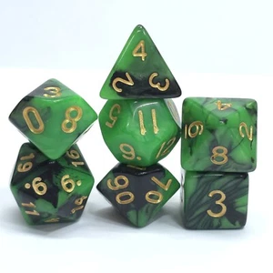 Nuevo juego de dados de mezcla poliédrica negro verde con bolsa de dados D&D RPG - Imagen 1 de 5