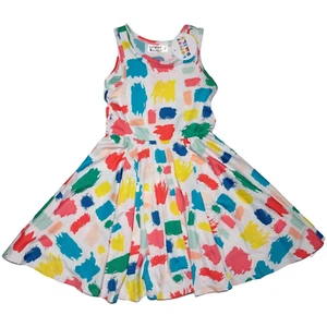 Vestido sin mangas Dot Smile para niñas talla 3 4 colorido de lona ligero nuevo con etiquetas pintura blanca - Imagen 1 de 4