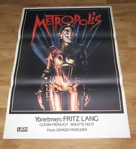 Fritz Lang Metropolis 1984 RR Unikat Kunst ORIGINAL 27x40 Türkisches Filmplakat - Bild 1 von 8