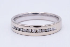 14KT White Gold Diamond .10cttw Channel Set Men's Band Size 10, 4.6 Grams - Picture 1 of 8