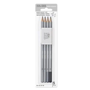 SET 4 MATITE IN GRAFITE + GOMMA WINSOR & NEWTON MATITE PER DISEGNARE SCHIZZO - Foto 1 di 3