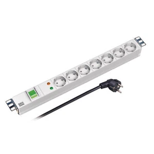 19" Steckdosenleiste Alu 1HE 7x Schutzkontakt ÜSS Schalter grau Bachmann 333.405 - Bild 1 von 2