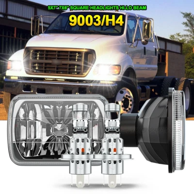 Par de faros LED 5x7 7x6 aprobados por el DOT con H4 Fit Ford F650 F750 L9000 F 250 Foto 1 de 4
