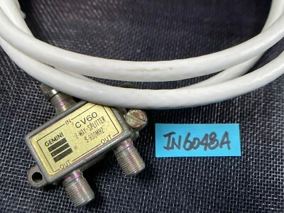 Cable Splitter 2 way 5-900Mhz w/6' Coaxial Cable "You Select Color/Brand" IN6048 - Image 1 of 4