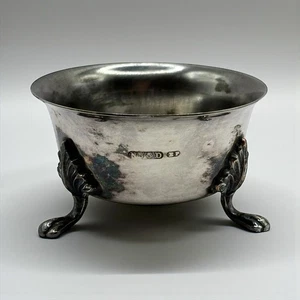 Antigua salina de plata esterlina firmada NJD EP con patas enchapada en plata azúcar - Imagen 1 de 9