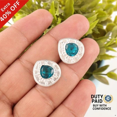 Cyber Monday Deal纯银心形磷灰石耳钉姐妹耳环 — 第 1/4 张图片