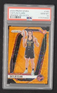 2024 PANINI PRIZM WNBA ORANGE VELOCITY #145 CAITLIN CLARK ROOKIE RC PSA 10 - Picture 1 of 2