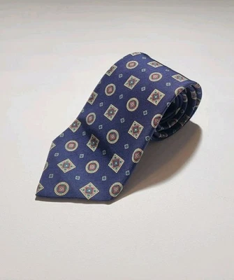 Corbata Robert Talbott 56" Azul Beige Medallón Geométrico EE. UU. Seda Foto 1 de 4