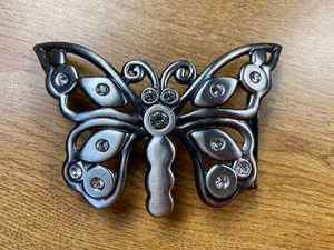 Large Butterfly Belt Buckle with Clear Rhinestones - Picture 1 of 3