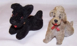 Black  Scotty & Poodle Dog Kunstlerschutz Wagner Flocked  Monkey Head Label - Picture 1 of 4