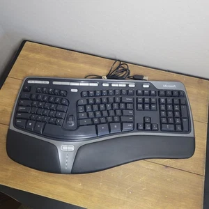 Microsoft Natural Ergonomic Keyboard 4000 V1.0 KU-0462 Black Wired USB ~ Works - Picture 1 of 11