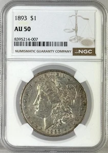 1893 Morgan Silver Dollar NGC AU50 *Key Date* - Picture 1 of 4