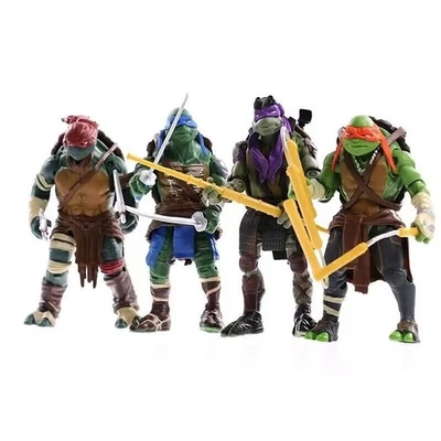 Lote de 4 piezas de figuras de acción Teenage Mutant Ninja Turtles TMNT película de anime regalo de Navidad Foto 1 de 4