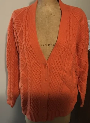 Cárdigan Aritzia Sunday Best Suéter Naranja Tejido con Cable Mezcla de Lana Talla Mediana Foto 1 de 4