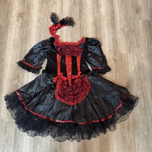Saloon Girl Costume Full Figured Western Black Red Outfit Adult Size Up to 22 - Picture 1 of 16