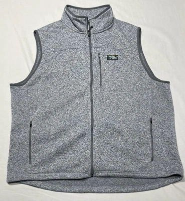 LL Bean Para Hombres Gris Jaspeado Cremallera Completa 2XL Reg Chaleco Ligeramente Ajustado Vellón Suéter Foto 1 de 4