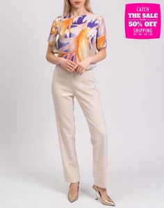 RRP €338 FORTE_FORTE Silk Crepe Top Size 1 S Patterned Made in Italy - Picture 1 of 6