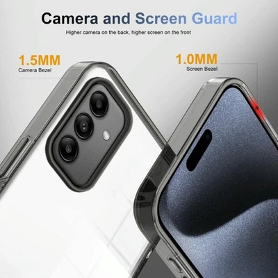 Custodia ibrida trasparente antiscivolo TPU 2,5 mm per Samsung Galaxy A05s nera - Immagine 1 di 4