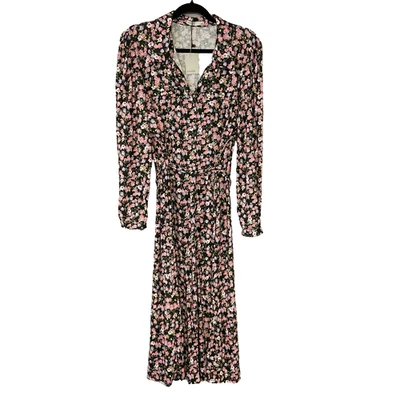 Oasis Ditsy Print Midi Jersey Shirt Dress Women XL Uk 20 22 Black Floral Stretch - Image 1 of 4