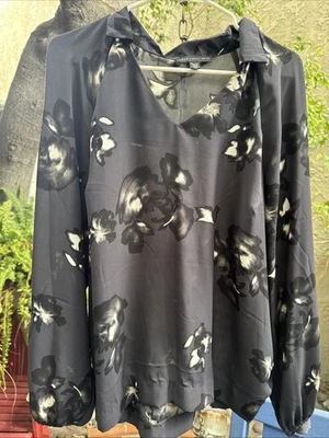 Blusa para mujer Joan VASS New York XL manga L carbón/blanco roto abstracto floral Foto 1 de 4