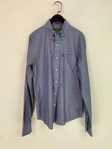 Abercrombie & Fitch Blue White Striped Cotton Shirt Muscle Fit Long Sleeve M - Picture 1 of 11