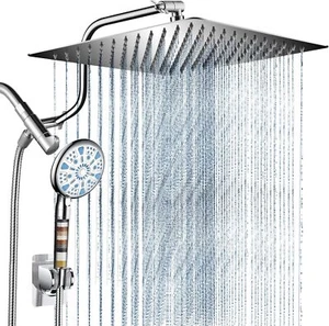 12 Inch All Metal 3-Way Rain Shower Head, High Pressure Shower Head, Dual Shower - Picture 1 of 3
