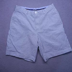 Brooks Brothers Shorts Mens 33 White Blue Green Plaid Seersucker Golf Casual - Picture 1 of 10