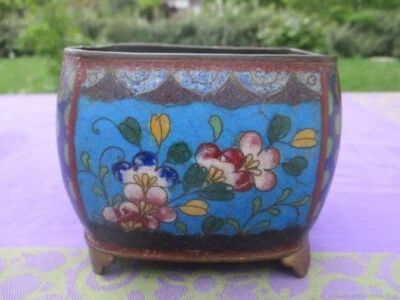 Jardinière ancienne Papillons cloisonnée 19ème siècle Japon - Photo 1/4