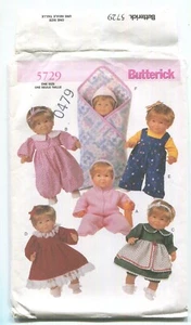 BUTTERICK 5729 BABY DOLL CLOTHES FOR 14"-15" & 17"-18" DOLL UNCUT 2001 - Picture 1 of 3
