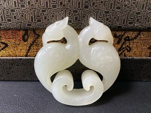 China Exquisite Natural Hetian Jade Hand-carved Phoenix Bird YuPei Pendant - Picture 1 of 5