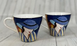 Vintage Cafe Paris Coffee Tea Mug Cup 8 ounces 1994 Pattern 4914 Lot Of 2 - Picture 1 of 8