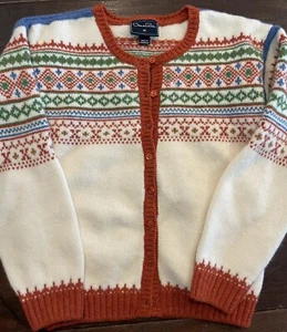 Oscar de la Renta Girls Fair Isle Cardigan Sweater Wool Size 10 Year - Picture 1 of 6