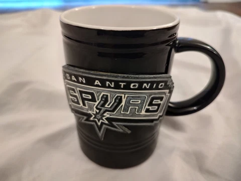 Great American Pewter Coffee Mug San Antonio Spurs Basketball 3D Emblem Black Cover