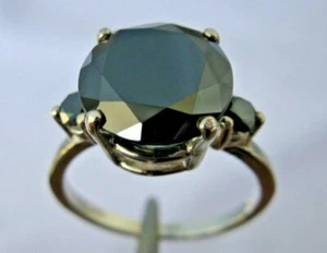 4.20ctw REAL BLACK DIAMOND RING *3 DIA'S* FREE DIAMOND TESTER,CERTIFICATE,SIZE 5 - Picture 1 of 11