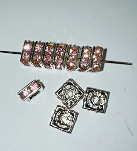 20 cuentas cuadradas Swarovski 8x8 mm plata/rosa rosa - Imagen 1 de 1