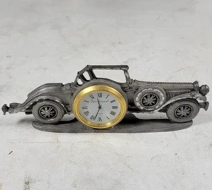 -SPOONTIQUES- Reloj coche peltre antiguo movimiento cuarzo vintage - Imagen 1 de 4