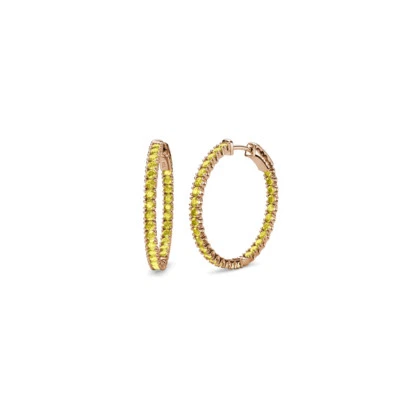 Yellow Sapphire Inside-Out Hoop Earrings 1.89 ctw in 14K Rose Gold JP:38748 - Image 1 of 4