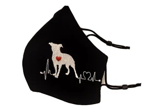 Mascherina cotone ricamata personalizzabile cane bulldog americano idea regalo - Imagen 1 de 4
