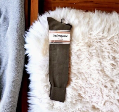 Yves Saint Laurent Vintage High Socks Brown USA Womens 9 - 11  Stretch Nylon - Image 1 of 4
