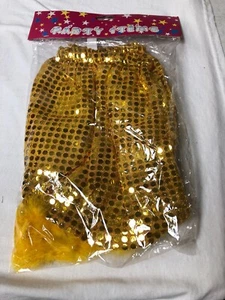 Sequin Short Skirt Gold Canary Yellow Feathers Halloween Costume  Elastic Band - Picture 1 of 3